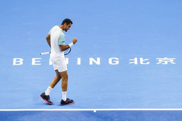 BEIJING, CHINA - SEPTEMBER 25: Marin Cilic of Croatia reacts in the Men s Singles Round of 32 match against Jannik Sinner of Italy on day 4 of the 2025 China Open at National Tennis Center on September 25, 2025 in Beijing, China.  Copyright: xVCGx 111593160750