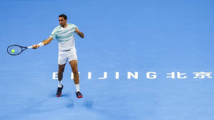 BEIJING, CHINA - SEPTEMBER 25: Marin Cilic of Croatia competes in the Men s Singles Round of 32 match against Jannik Sinner of Italy on day 4 of the 2025 China Open at National Tennis Center on September 25, 2025 in Beijing, China.  Copyright: xVCGx 111593160726