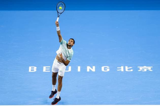 BEIJING, CHINA - SEPTEMBER 25: Marin Cilic of Croatia competes in the Men s Singles Round of 32 match against Jannik Sinner of Italy on day 4 of the 2025 China Open at National Tennis Center on September 25, 2025 in Beijing, China.  Copyright: xVCGx 111593160661