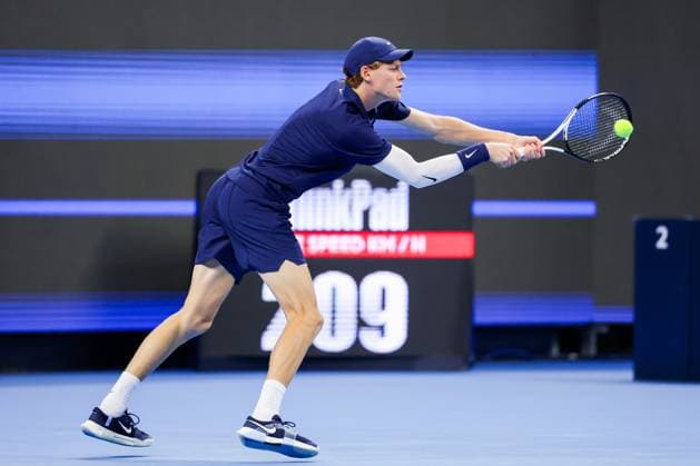 BEIJING, CHINA - SEPTEMBER 25: Jannik Sinner of Italy competes in the Men s Singles Round of 32 match against Marin Cilic of Croatia on day 4 of the 2025 China Open at National Tennis Center on September 25, 2025 in Beijing, China.  Copyright: xVCGx 111593157353