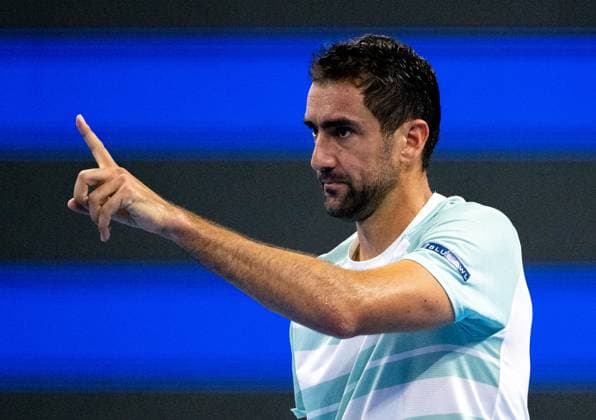 (250925) -- BEIJING, Sept. 25, 2025 -- Marin Cilic gestures during the men s singles first round match between Jannik Sinner of Italy and Marin Cilic of Croatia at 2025 China Open tennis tournament in Beijing, China, Sept. 25, 2025. ) (SP)CHINA-BEIJING-TENNIS-CHINA OPEN-MEN S SINGLES-FIRST ROUND (CN) HuxJingwen 