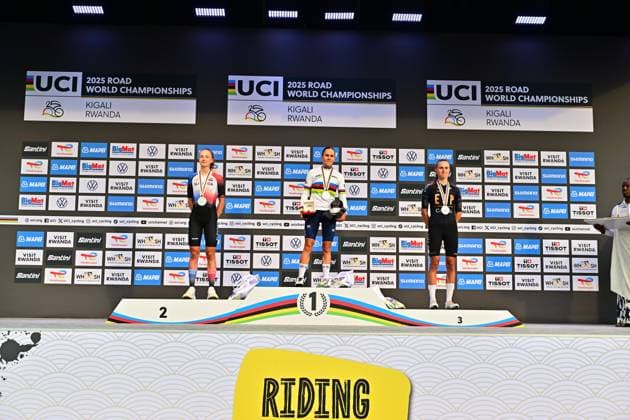 Gery Cília, ChladoÅˆova Viktoria, Blasi Paula Road Race Women U23 Road World Championships 2025 Rwanda Gery Cília France wins ahead of ChladoÅˆova Viktoria Slovakia , Blasi Paula Spain Road Race Women U23 World Championships WU Road Race WC Road World Cycling Championships 2025 Road World Championships 2025 UCI Cycling World Championships 119.3 km Kigali, Rwanda, World Championships WE ITT WC 25 09 2025