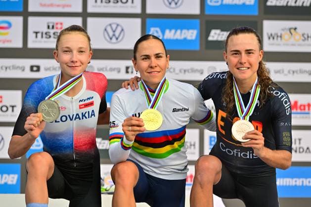 Gery Cília, ChladoÅˆova Viktoria, Blasi Paula Road Race Women U23 Road World Championships 2025 Rwanda Gery Cília France wins ahead of ChladoÅˆova Viktoria Slovakia , Blasi Paula Spain Road Race Women U23 World Championships WU Road Race WC Road World Cycling Championships 2025 Road World Championships 2025 UCI Cycling World Championships 119.3 km Kigali, Rwanda, World Championships WE ITT WC 25 09 2025