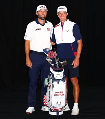 Scottie Scheffler of Team USA and caddie. 2025 Ryder Cup, Thursday Practice, Golf, Bethpage Black Golf Course, New York, USA - 25 Sep 2025New York Bethpage Black Golf Course New York (NY) United States of America EDITORIAL USE ONLY No use with unauthorised audio, video, data, fixture lists, club league logos or live services. Online in-match use limited to 120 images, no video emulation. No use in betting, games or single club league player publications. Copyright: xJamesxMarsh Shutterstockx 15500195av