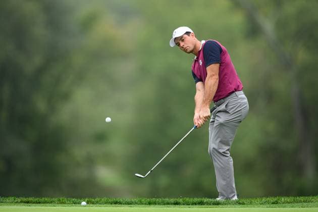 250925 Viktor Hovland of Team Europe during a practice round ahead of the Ryder Cup on September 25, 2025 in New York Photo Jesper Zerman BILDBYRAN kod JZ JZ0616 golf ryder cup day 1 bbeng  Copyright: JESPERxZERMAN BB250925JZ002