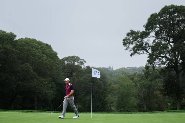 250925 Viktor Hovland of Team Europe during a practice round ahead of the Ryder Cup on September 25, 2025 in New York Photo Jesper Zerman BILDBYRAN kod JZ JZ0616 golf ryder cup day 1 bbeng  Copyright: JESPERxZERMAN BB250925JZ004
