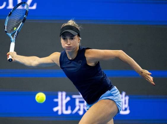 (250925) -- BEIJING, Sept. 25, 2025 -- Yulia Putintseva hits a return during the women s singles first round match between Yuan Yue of China and Yulia Putintseva of Kazakhstan at 2025 China Open tennis tournament in Beijing, China, Sept. 25, 2025. ) (SP)CHINA-BEIJING-TENNIS-CHINA OPEN-WOMEN S SINGLES-FIRST ROUND (CN) HuxJingwen 