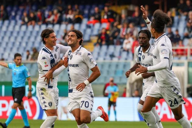 Coppa Italia, Italian Cup, 25-09-2025. Stadio Ferraris, Genova, Genoa - Empoli, in the photo: exultation Saporiti  Copyright: xGabrielexSiri IPAxSportx xipa-agency.netx xx IPA_65739385 IPA_Agency_IPA65739385