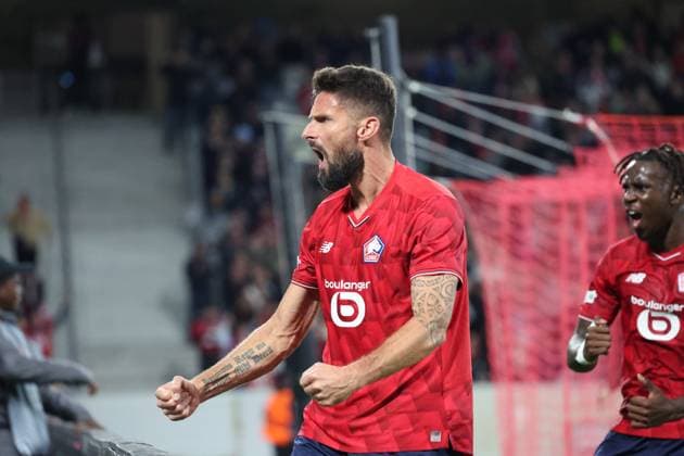 FOOTBALL : LOSC Lille vs SK Brann - UEFA Europa League - 25 09 2025 Joie de Olivier GIROUD (LOSC Lille) apres son but lors du match LOSC Lille vs SK Brann, UEFA Europa League phase de ligue, Decathlon Arena stade Pierre Mauroy, le 25 septembre 2025 - photo Laurent Sanson PsnewZ  Copyright: xLaurentxSANSONx xPsnewZx