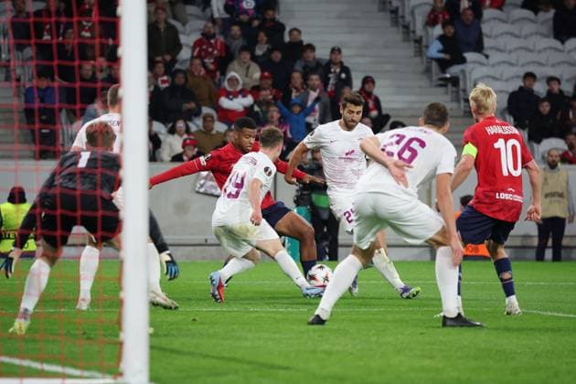 FOOTBALL : LOSC Lille vs SK Brann - UEFA Europa League - 25 09 2025 Attaque du LOSC lors du match LOSC Lille vs SK Brann, UEFA Europa League phase de ligue, Decathlon Arena stade Pierre Mauroy, le 25 septembre 2025 - photo Laurent Sanson PsnewZ  Copyright: xLaurentxSANSONx xPsnewZx