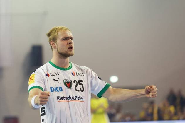 Kielce 25.09.2025 Pilka reczna Liga Mistrzow sezon 2025 2026 kolejka 3 mecz: Industria Kielce - Fuechse Berlin Handball Champions League season 2025 2026 round 3 match: Industria Kielce - Fuechse Berlin NZ Matthes Langhoff Fot. Stanislaw Klepka Arena Akcji NEWSPIX.PL --- newspix.pl 