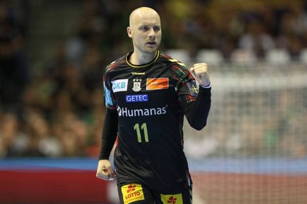25 09 2025, xtgx, Handball, EHF Champions League, SC Magdeburg Wisla Plock v l Daniel Pettersson Magdeburg, 11 Jubel, Torjubel, jubelt ueber das Tor, celebrate the goal, celebration Magdeubrg