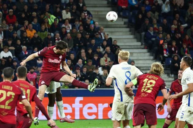 SOCCER - UEFA EL, RBS vs Porto SALZBURG,AUSTRIA,25.SEP.25 - SOCCER - UEFA Europa League, Red Bull Salzburg vs FC Porto. Image shows Jacob Rasmussen (RBS).  GEPAxpictures xDavidxGeieregger