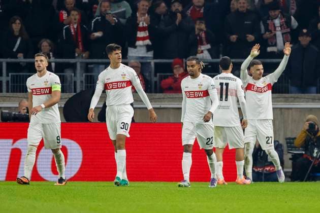 1 0 Goal for VfB Stuttgart by Badredine Bouanani VfB Stuttgart, 27 , Germany, Football, UEFA Europa League, Matchday 1, 2025 2026, VfB Stuttgart vs Celta Vigo, 25 09 2025, Arena Stuttgart, Stuttgart, Germany Stuttgart Arena Stuttgart Baden Württemberg Germany Copyright: xGrantxHubbsx