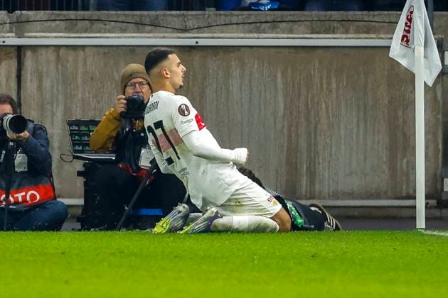 1 0 Goal for VfB Stuttgart by Badredine Bouanani VfB Stuttgart, 27 , Germany, Football, UEFA Europa League, Matchday 1, 2025 2026, VfB Stuttgart vs Celta Vigo, 25 09 2025, Arena Stuttgart, Stuttgart, Germany Stuttgart Arena Stuttgart Baden Württemberg Germany Copyright: xGrantxHubbsx