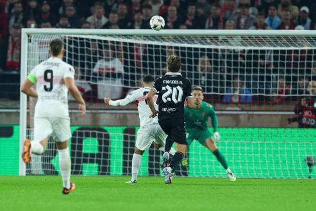 Soccer Europa League Matchday 1 VfB Stuttgart Celta Vigo on 25 09 2025 at the MHP Arena in Stuttgart Goal to 1 0 by Badredine Bouanani Stuttgart xMSx