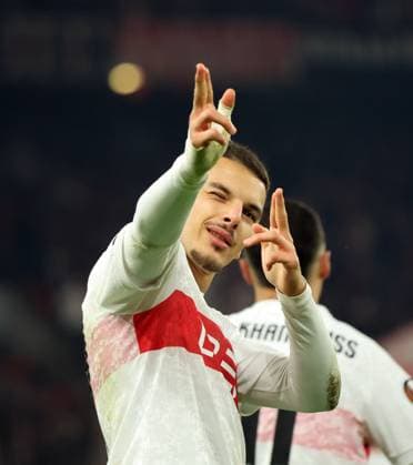 25 09 25 VfB Stuttgart Celta de Vigo Germany, Stuttgart, 25 09 2025, Football, UEFA Europa League, VfB Stuttgart Celta de Vigo Badredine Bouanani VfB Stuttgart Jubel Tor 1 0 Bouanani