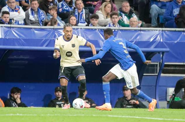 Spanish La Liga EA Sports soccer match Real Oviedo vc FC Barcelona, Barca at Carlos Tartiere stadium in Oviedo, Asturias, Spain 25 september 2025 Raphinha 900 Cordon Press  900 CordonxPress LOF - Real Oviedo vs FC Barcelona