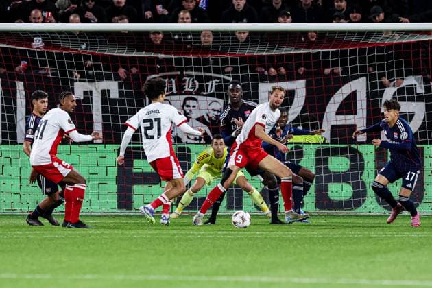 2025-09-25 FC Utrecht v Olympique Lyonnais - UEFA Europa League 2025 26 League Phase MD1 UTRECHT, NETHERLANDS - SEPTEMBER 25: Gjivai Zechiel of FC Utrecht shoots during the UEFA Europa League 2025 26 League Phase MD1 match between FC Utrecht and Olympique Lyonnais at Stadion Galgenwaard on September 25, 2025 in Utrecht, Netherlands. Utrecht Stadion Galgenwaard Netherlands Content not available for redistribution in The Netherlands directly or indirectly through any third parties. Copyright: xBenxGalx