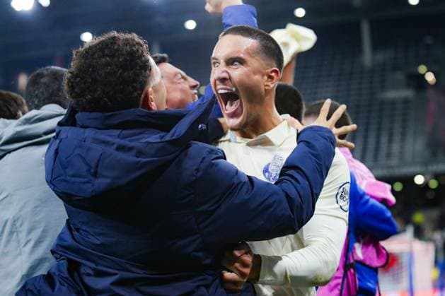 SOCCER - UEFA EL, RBS vs Porto SALZBURG,AUSTRIA,25.SEP.25 - SOCCER - UEFA Europa League, Red Bull Salzburg vs FC Porto. Image shows the rejoicing of Deniz Guel (Porto).  GEPAxpictures xMathiasxMandl