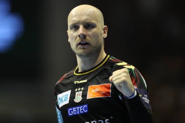 25 09 2025, xtgx, Handball, EHF Champions League, SC Magdeburg Wisla Plock v l Daniel Pettersson Magdeburg, 11 Jubel, Torjubel, jubelt ueber das Tor, celebrate the goal, celebration Magdeubrg