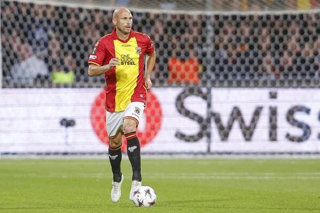 DEVENTER , 25-09-2025 , Stadium De Adelaarshorst , season 2025 2026 , UEFA Europa League League phase . match between Go Ahead Eagles and FCSB, final result 0-1, Picture shows GA Eagles player Gerrit Nauber Go Ahead Eagles - FCSB  x31196175x Copyright: