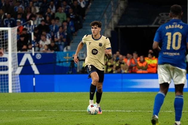 Pau Cubarsí (N5) in action during La Liga game between Real Oviedo and Barcelona at Carlos Tartiere, Oviedo, Spain. Copyright: xAndresxLopezxSheridanxx xSPPx Sportspressphoto_SPR32208