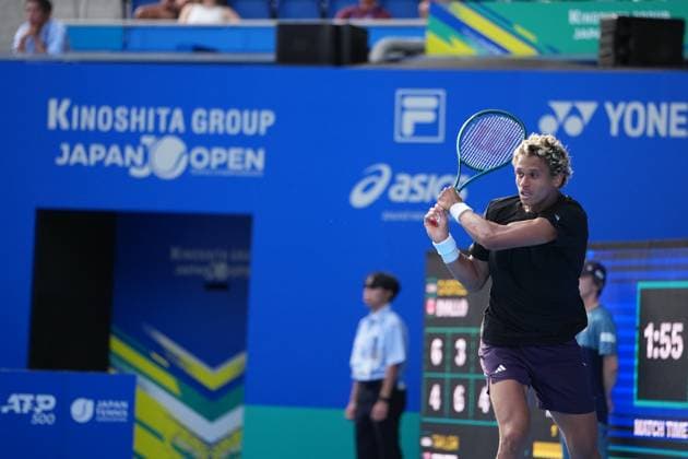 Tokyo, Japan. 25th September, 2025. Taylor Fritz of USA Beats Gabriel Diallo of canada 6-4 3-6 6-7 in Men s singles match in Tokyo at the ATP500 Kinoshita Group Japan Open Tennis Championships 2025. Noxthirdxpartyxsales  aflo_304723466