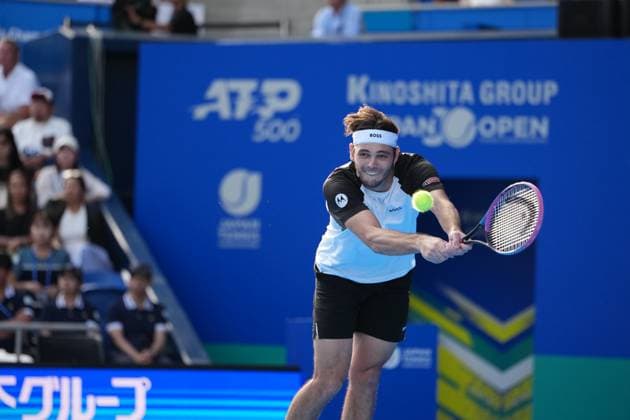 Tokyo, Japan. 25th September, 2025. Taylor Fritz of USA Beats Gabriel Diallo of canada 6-4 3-6 6-7 in Men s singles match in Tokyo at the ATP500 Kinoshita Group Japan Open Tennis Championships 2025. Noxthirdxpartyxsales  aflo_304723474