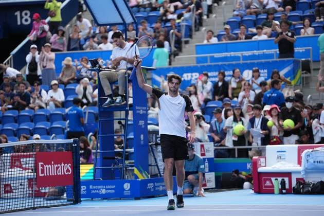 Tokyo, Japan. 25th September, 2025. Taylor Fritz of USA Beats Gabriel Diallo of canada 6-4 3-6 6-7 in Men s singles match in Tokyo at the ATP500 Kinoshita Group Japan Open Tennis Championships 2025. Noxthirdxpartyxsales  aflo_304723496