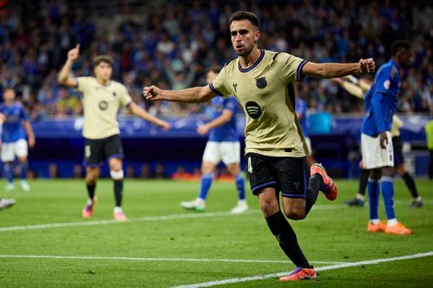 Real Oviedo v FC Barcelona, Barca - LaLiga EA Sports Eric Garcia of FC Barcelona celebrates after scoring the team s first goal during the LaLiga EA Sports match between Real Oviedo and FC Barcelona at Carlos Tartiere on September 25, 2025, in Oviedo, Spain. Oviedo Carlos Tartiere Asturias Spain RL_ROVvFCB_000187 Copyright: xRicardoxLarreinax