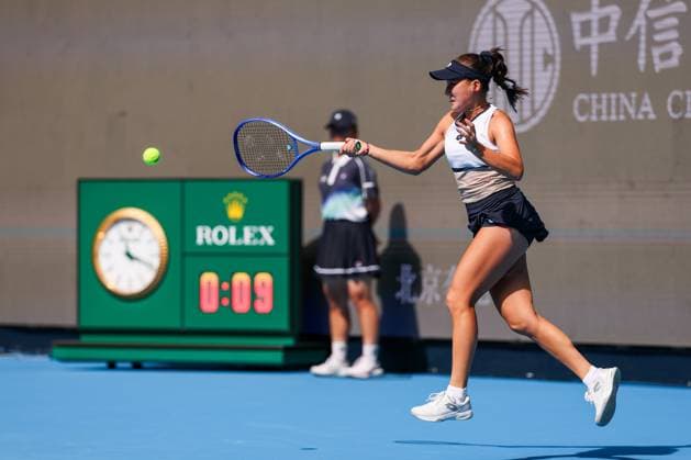 BEIJING, CHINA - SEPTEMBER 26: Kamilla Rakhimova of Russia returns a shot in the Women s Singles Round of 64 match against Coco Gauff of the United States on day 5 of the 2025 China Open at National Tennis Center on September 26, 2025 in Beijing, China.  Copyright: xVCGx 111593308844