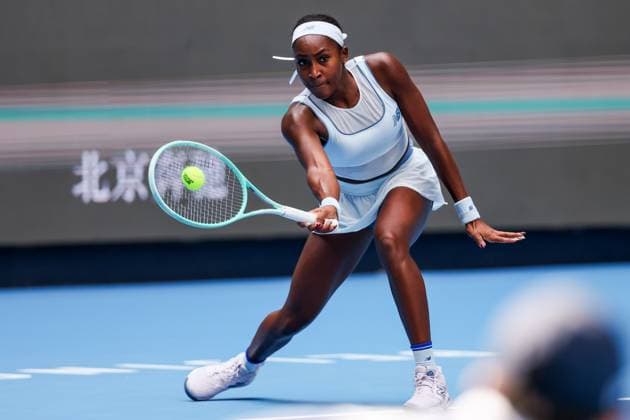BEIJING, CHINA - SEPTEMBER 26: Coco Gauff of the United States returns a shot in the Women s Singles Round of 64 match against Kamilla Rakhimova of Russia on day 5 of the 2025 China Open at National Tennis Center on September 26, 2025 in Beijing, China.  Copyright: xVCGx 111593308780