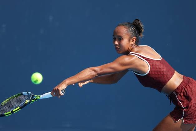 BEIJING, CHINA - SEPTEMBER 26: Leylah Fernandez of Canada returns a shot in the Women s Singles Round of 64 match against Maria Sakkari of Greece on day 5 of the 2025 China Open at National Tennis Center on September 26, 2025 in Beijing, China.  Copyright: xVCGx 111593309439