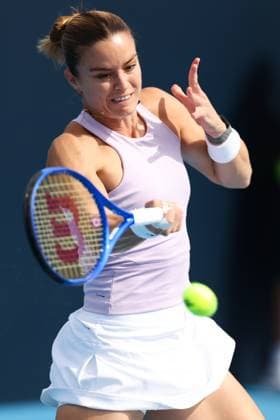 BEIJING, CHINA - SEPTEMBER 26: Maria Sakkari of Greece returns a shot in the Women s Singles Round of 64 match against Leylah Fernandez of Canada on day 5 of the 2025 China Open at National Tennis Center on September 26, 2025 in Beijing, China.  Copyright: xVCGx 111593309160