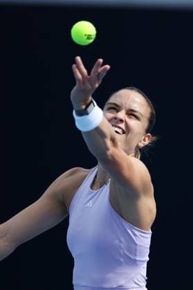 BEIJING, CHINA - SEPTEMBER 26: Maria Sakkari of Greece returns a shot in the Women s Singles Round of 64 match against Leylah Fernandez of Canada on day 5 of the 2025 China Open at National Tennis Center on September 26, 2025 in Beijing, China.  Copyright: xVCGx 111593309243