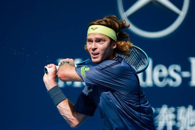 BEIJING, CHINA - SEPTEMBER 26: Andrey Rublev returns a shot in the Men s Singles Round of 32 match against Flavio Cobolli of Italy on day 5 of the 2025 China Open at National Tennis Center on September 26, 2025 in Beijing, China.  Copyright: xVCGx 111593311550