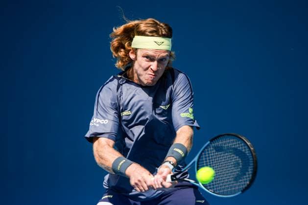 BEIJING, CHINA - SEPTEMBER 26: Andrey Rublev returns a shot in the Men s Singles Round of 32 match against Flavio Cobolli of Italy on day 5 of the 2025 China Open at National Tennis Center on September 26, 2025 in Beijing, China.  Copyright: xVCGx 111593311846