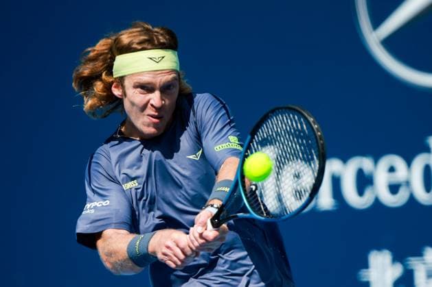 BEIJING, CHINA - SEPTEMBER 26: Andrey Rublev returns a shot in the Men s Singles Round of 32 match against Flavio Cobolli of Italy on day 5 of the 2025 China Open at National Tennis Center on September 26, 2025 in Beijing, China.  Copyright: xVCGx 111593311566