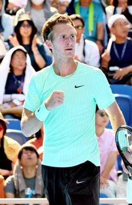 September 25, 2025, Tokyo, Japan - Sebastian Korda of the United States clinches his fist as he won a key point against Japan s Sho Shimabukuro during a second round match of the Japan Open Tennis tournament in Tokyo on Friday, September 26, 2025. Korda defeated Shimabukuro 6-1, 6-4. (photo by Yoshio Tsunoda AFLO) Noxthirdxpartyxsales  aflo_304811839