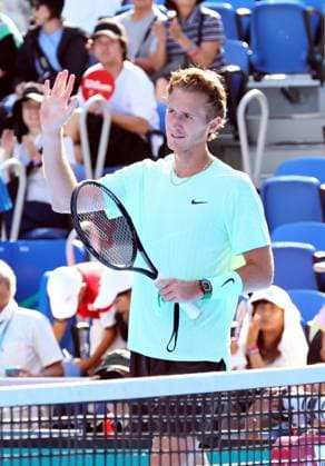 September 25, 2025, Tokyo, Japan - Sebastian Korda of the United States reacts to audience as he defeated Japan s Sho Shimabukuro during a second round match of the Japan Open Tennis tournament in Tokyo on Friday, September 26, 2025. Korda defeated Shimabukuro 6-1, 6-4. (photo by Yoshio Tsunoda AFLO) Noxthirdxpartyxsales  aflo_304811840