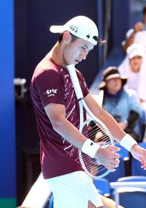 September 25, 2025, Tokyo, Japan - Sho Shimabukuro of Japan is disappointed as he lost a key point against Sebastian Korda of the United States during a second round match of the Japan Open Tennis tournament in Tokyo on Friday, September 26, 2025. Korda defeated Shimabukuro 6-1, 6-4. (photo by Yoshio Tsunoda AFLO) Noxthirdxpartyxsales  aflo_304811848