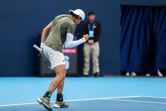 BEIJING, CHINA - SEPTEMBER 26: Arthur Cazaux of France reacts in the Men s Singles Round of 32 match against Shang Juncheng of China on day 5 of the 2025 China Open at National Tennis Center on September 26, 2025 in Beijing, China.  Copyright: xVCGx 111593327061