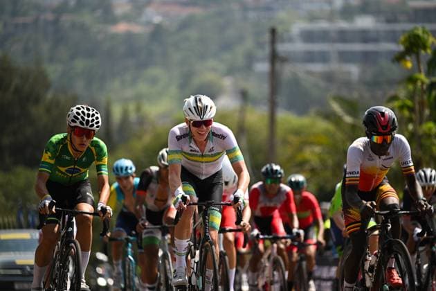 2025 UCI Road World Championships Picture by Chris Auld SWpix.com - 26 09 2025 - Cycling - 2025 UCI Road World Championships - Kigali Convention Centre, Kigali, Rwanda - Men Junior Road Race - Dimas Felipe Mota (Brazil) Copyright: x xSWpix.comx(t axPhotographyxHubxLtd)xChrisxAuld SWpix.comx SWP-3030-7066