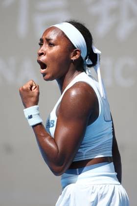 BEIJING, CHINA - SEPTEMBER 26: Coco Gauff of the United States reacts in the Women s Singles Round of 64 match against Kamilla Rakhimova of Russia on day 5 of the 2025 China Open at National Tennis Center on September 26, 2025 in Beijing, China.  Copyright: xVCGx 111593317481