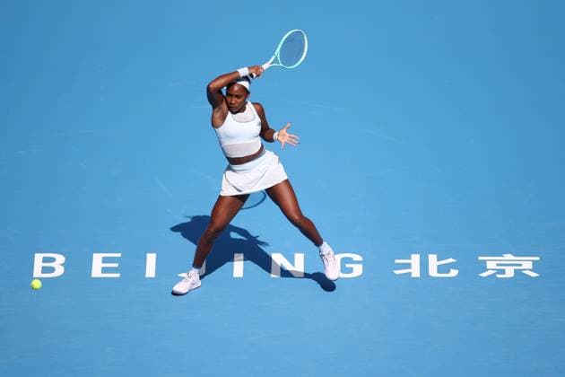 BEIJING, CHINA - SEPTEMBER 26: Coco Gauff of the United States competes in the Women s Singles Round of 64 match against Kamilla Rakhimova of Russia on day 5 of the 2025 China Open at National Tennis Center on September 26, 2025 in Beijing, China.  Copyright: xVCGx 111593317477