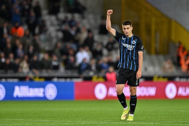 250924 Club Brugge vs Westerlo Nicolo Tresoldi (7) of Club Brugge celebrates after scoring the 1-2 goal during the Jupiler Pro League season 2025 - 2026 matchday 5 game between Club Brugge KV and KVC Westerlo on September 24 , 2025 in Brugge, Belgium. (Photo by David Catry Isosport) Brugge Belgium  Copyright: xDavidxCatryx 20250924DC2_0064