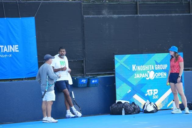 India s Rohan Bopanna and partner japan s Takeru Yuzuki???????? during the practise session ahead of their 2nd round match in Men s Doubles in Japan open tennis tournament ATP500 2025 at Ariake Tennis stadium in Tokyo, Japan on September 26, 2025  Copyright: xRanjithxKumar IPAxSportx xipa-agency.netx xx IPA_65760935 IPA_Agency_IPA65760935