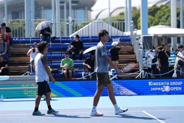 India s Rohan Bopanna and partner japan s Takeru Yuzuki???????? during the practise session ahead of their 2nd round match in Men s Doubles in Japan open tennis tournament ATP500 2025 at Ariake Tennis stadium in Tokyo, Japan on September 26, 2025  Copyright: xRanjithxKumar IPAxSportx xipa-agency.netx xx IPA_65760940 IPA_Agency_IPA65760940