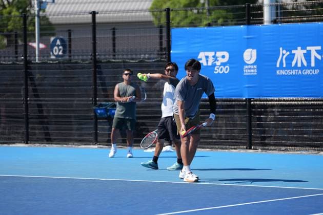 India s Rohan Bopanna and partner japan s Takeru Yuzuki???????? during the practise session ahead of their 2nd round match in Men s Doubles in Japan open tennis tournament ATP500 2025 at Ariake Tennis stadium in Tokyo, Japan on September 26, 2025  Copyright: xRanjithxKumar IPAxSportx xipa-agency.netx xx IPA_65761002 IPA_Agency_IPA65761002